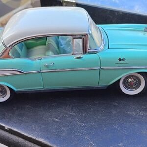 Vintage Model Car in Teal and White